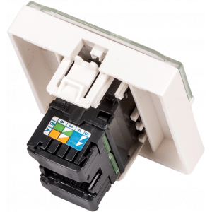 Вставка Mosaic 45x45, RJ-45 UTP, кат.6, со шторкой и увеличенным окном маркировки, белая